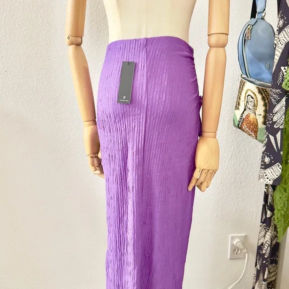 NWT Lulus Modern Confidence Textured Ruched Drawstring Midi Skirt - Size S - Picture 3 of 6